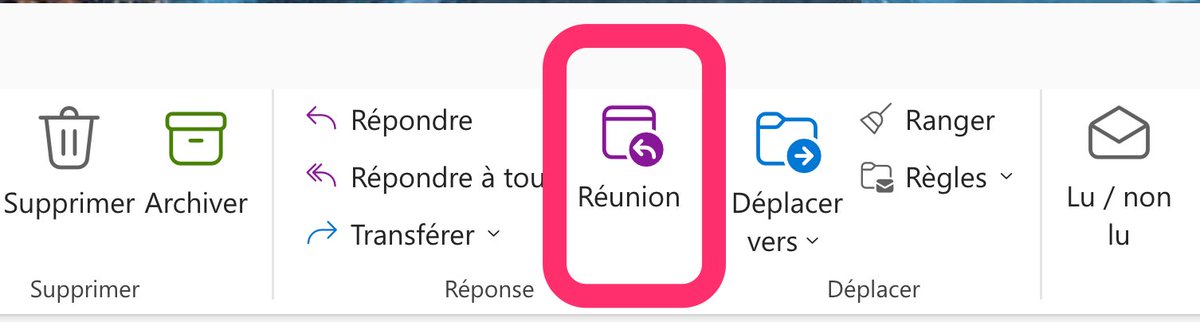 Nouveau raccourci dans le ruban Outlook Web pour créer plus rapidement des réunions Teams: on aime!