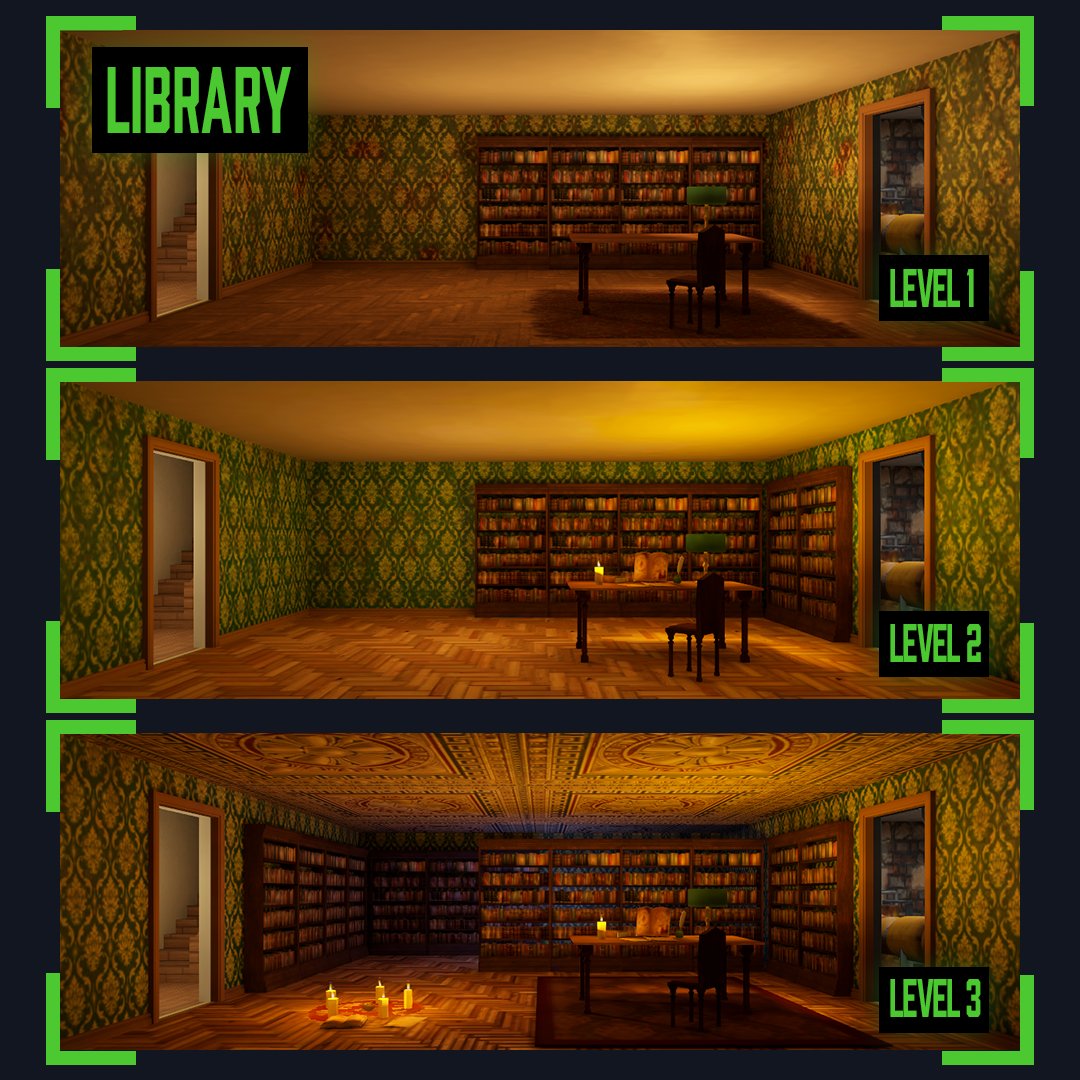 SoulHelixAR's tweet photo. Here you can see the different levels of your library at the #SoulHelixAR headquarters. Can you spot all the differences? 📚

#gaming #digitalart #halloween2022 #horrorfan #artoftheday #indiegamedev #madewithunity #smallbusiness #game #gamescreenshot https://t.co/7n6lTonCou