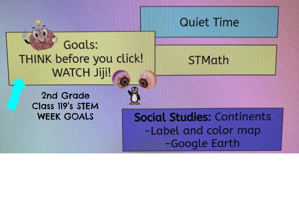 HBES students are making STEM goals this week with JiJi! Can't wait to see students excitement reaching their goals Friday! #stmath #stemweek #HBES