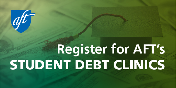 AFTunion's tweet photo. ⏰Happening at 4 PM ET! We're hosting student debt clinic to share info on #PSLF, the PSLF waiver, Biden's debt forgiveness, &amp; more. Sign up in the link below.

Can't make it? Sign up for our sessions tomorrow (10/23) @ 11 AM or 4 PM ET. https://t.co/RAYSSCpASp https://t.co/XLhGT0UOnL