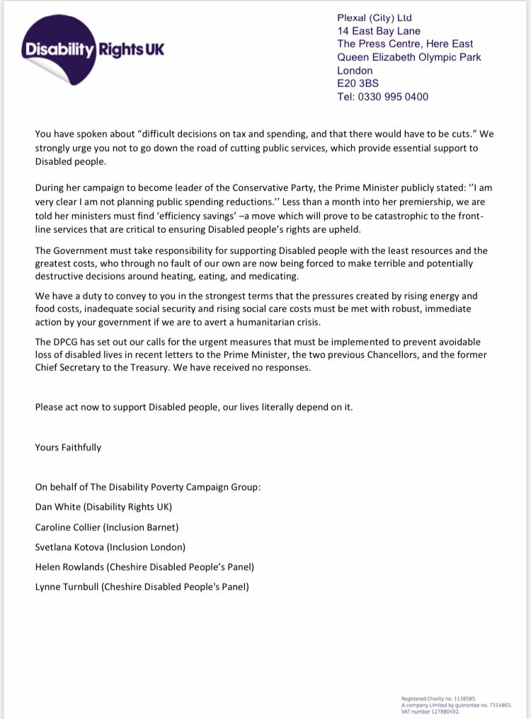 DR UK and the Disability Poverty Campaign Group (DPCG) have written to the chancellor @Jeremy_Hunt responding to Monday's budget statement and its possible repercussions for the Disabled community #CostOfLivingCrisis #JeremyHunt