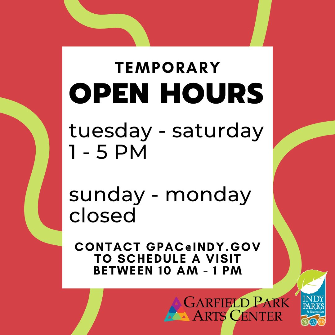 The Garfield Park Arts Center has  temporarily adjusted their facility hours. GPAC will be open to the public Tuesday – Saturday, 1 – 5 PM, or by appointment.