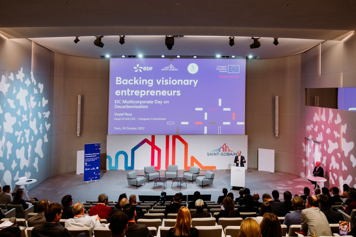 EUeic's tweet photo. Bonjour from Paris! 👋🇫🇷

Today 20 EIC #SMEs presented their #innovations at the #EUeic Multi-Corporate Day with @edfenergy, @saintgobain &amp; @SolvayGroup! 🚀

The aim is to form collaborations to accelerate the energy transition ⚡ and electrification &amp; battery technologies 🔋 https://t.co/jcVGR80vQj