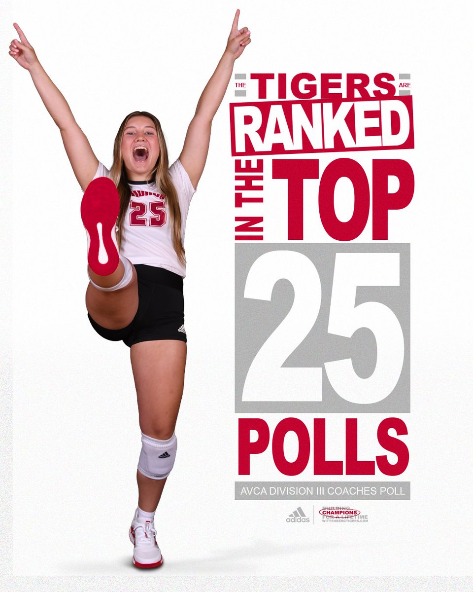 WittAthletics's tweet photo. In the latest Division III Coaches Poll, your @witt_wvb Tigers continue to rise in the top 25 in the nation at No. 9 with a 16-3 record on the season. #TigerUp

𝘍𝘶𝘭𝘭 𝘊𝘰𝘢𝘤𝘩𝘦𝘴 𝘗𝘰𝘭𝘭: https://t.co/lvV3MDXojb https://t.co/lw6bnboiYq