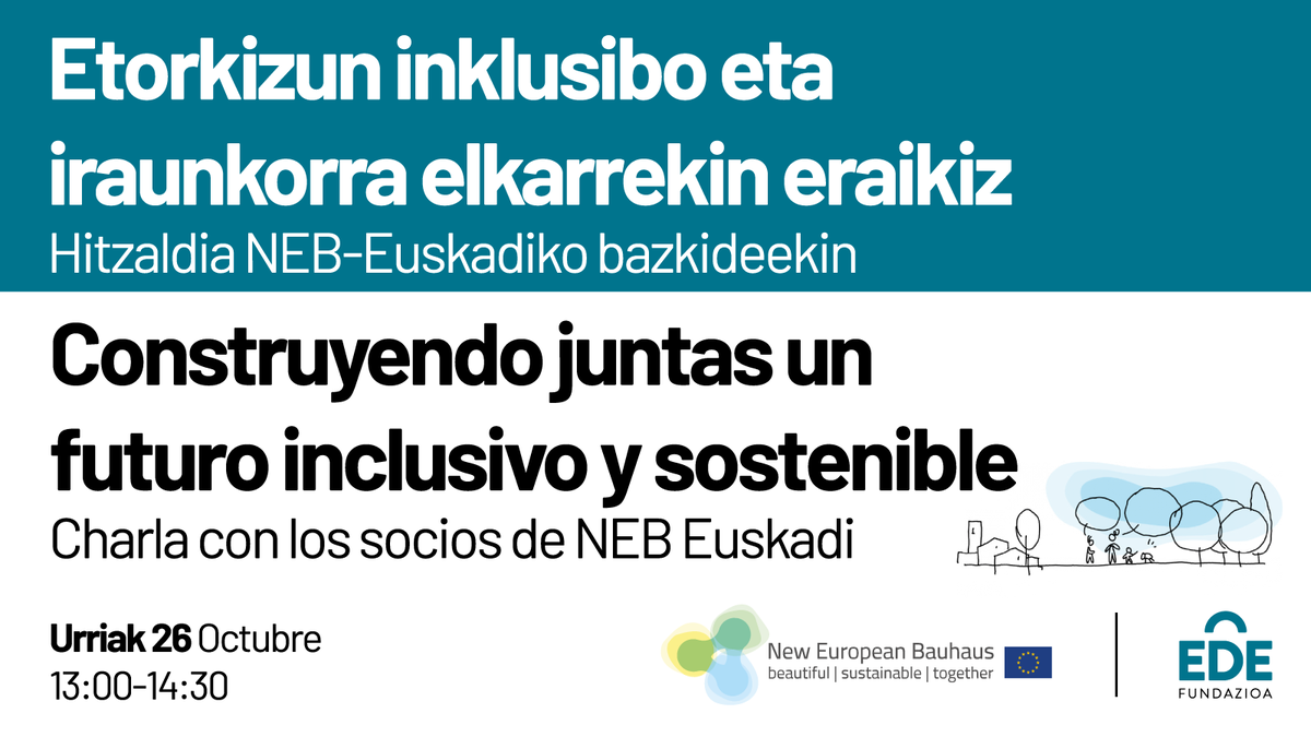 EDEfundazioa's tweet photo. 🤙El 26 de octubre charlaremos con los socios de la #NewEuropeanBauhaus en Euskadi sobre este movimiento, cuáles son sus #valores y qué #aportamos cada #socio a este movimiento. @Conexionesimpro @bilbaometropoli @BBK_Kuna @_KUNSTHAL #TheLanguagesofenergy 📲https://t.co/VXVKdkJw2S https://t.co/Y4DCYVOrd6