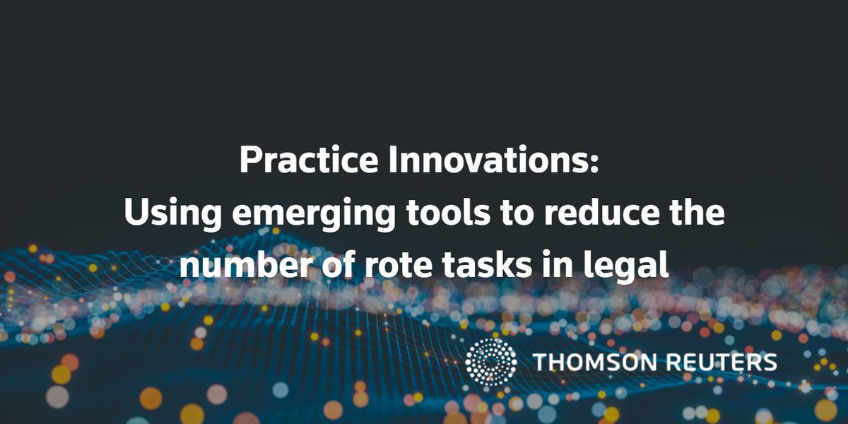 Automation of #Legal processes can offer benefits to both the organization’s workforce and its operations by streamlining certain manual legal functions. tmsnrt.rs/3g9KP84

<a href="/wjjosten/">Bill Josten</a> #LawTwitter #LegalTech #PracticeInnovations #TRInstitute