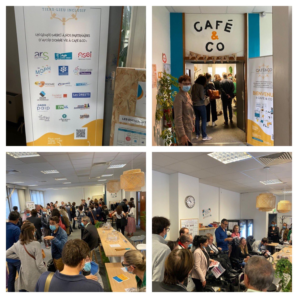 Inauguration de Café &amp; Co, tiers-lieu inclusif avec les partenaires I. Ferrer, adj maire de Toulouse, O. LEVRIER, DG de l’ASEI, A. GABRIELI VP du CD31 et l’ARS #OrangeSolidariT à l’honneur bit.ly/3s8bIfo #inclusionnumerique <a href="/RLHelgoualch/">Renan L'Helgoualc'h</a> <a href="/RoseBarrafranca/">Rose Barrafranca</a> <a href="/LaurenceG26/">Laurence Grabowski</a>