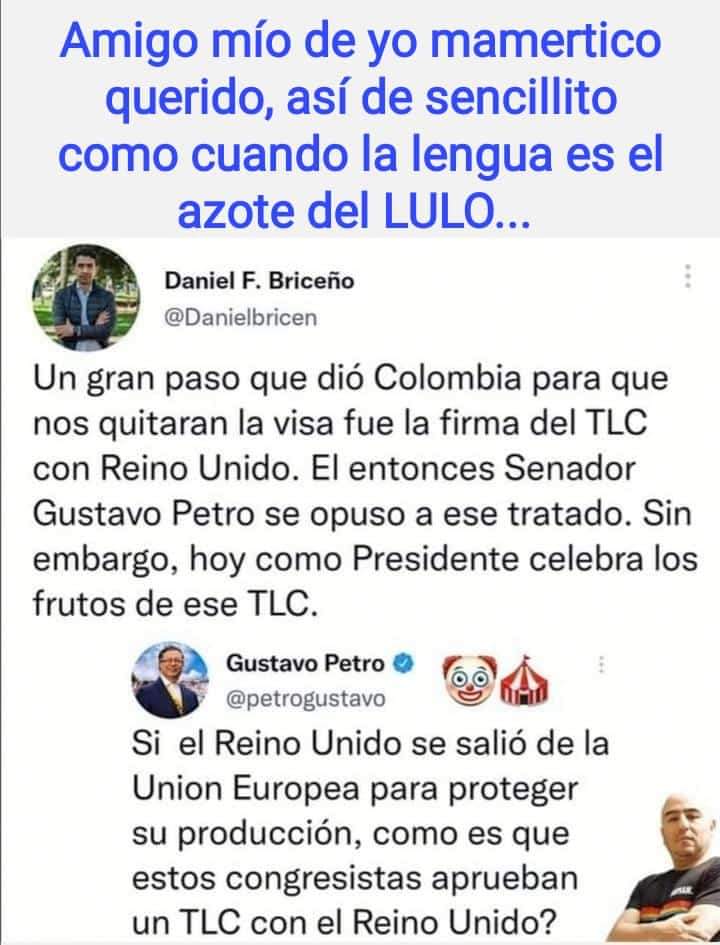 Job52997315's tweet photo. @CristoBustos @petrogustavo A la vida home, mire como son las cosas, y a hora el personaje del m-19 viene aquí a querer sacar pecho con Padrenuestros y oraciones agenas ah, pobre lampadiro home, cuando fue uno de los que se oponían al TLC con el Reino Unido... https://t.co/HmHArqcSRx