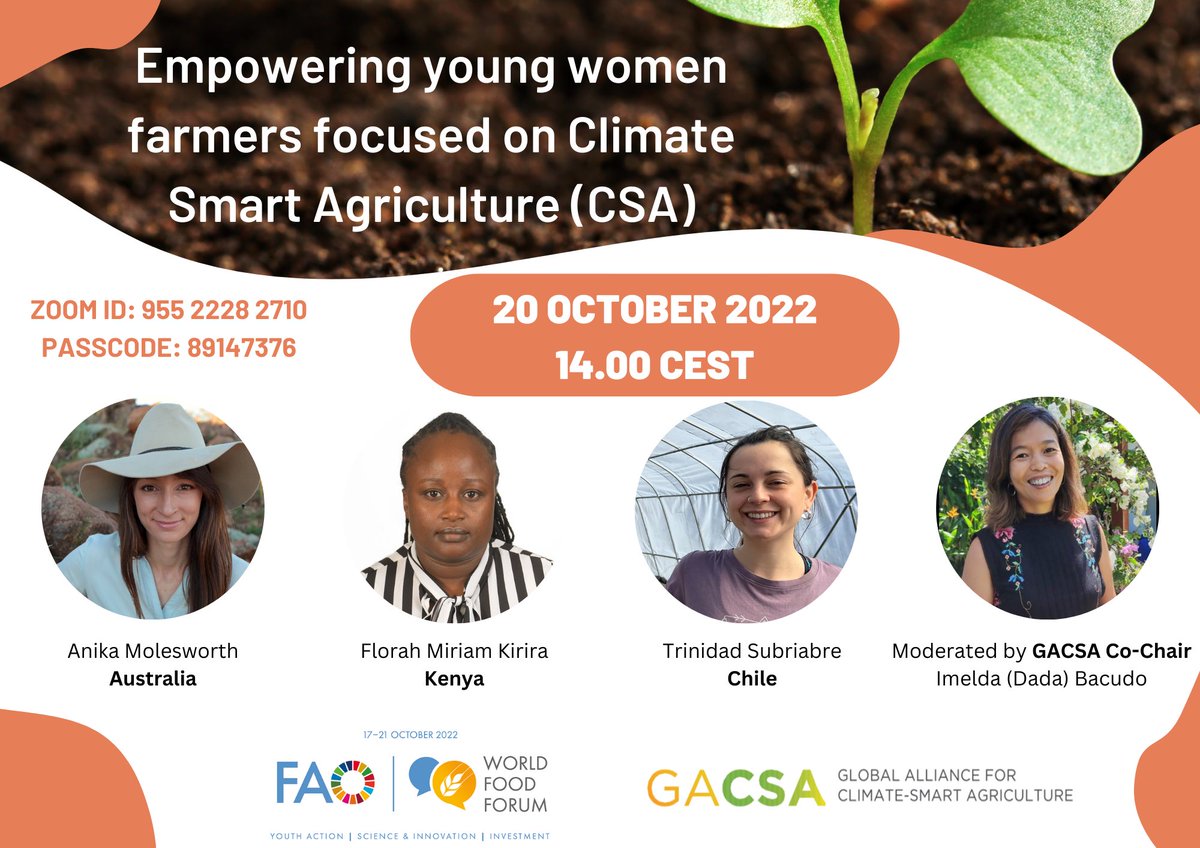 🇦🇺🇨🇱🇰🇪Only young women farmers tomorrow 👩🏽‍🌾 ➡️ Join us at the <a href="/World_FoodForum/">World Food Forum</a>  with <a href="/GACSA_news/">GACSA</a> accelerating farmer to farmer knowledge exchange. <a href="/AnikaMolesworth/">Anika Molesworth</a>