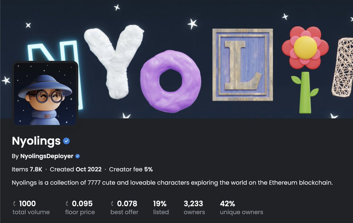 𝟭𝟬𝟬𝟬 Total Volume on OpenSea! 🥳

What an incredible achievement, this calls for a celebration! We are sending out 𝟯 Nyolings to some of our lucky followers that Tweets about us within the next 24 hours.

Tag us in the post and use the hashtag #nyovolumeparty to enter! 💗