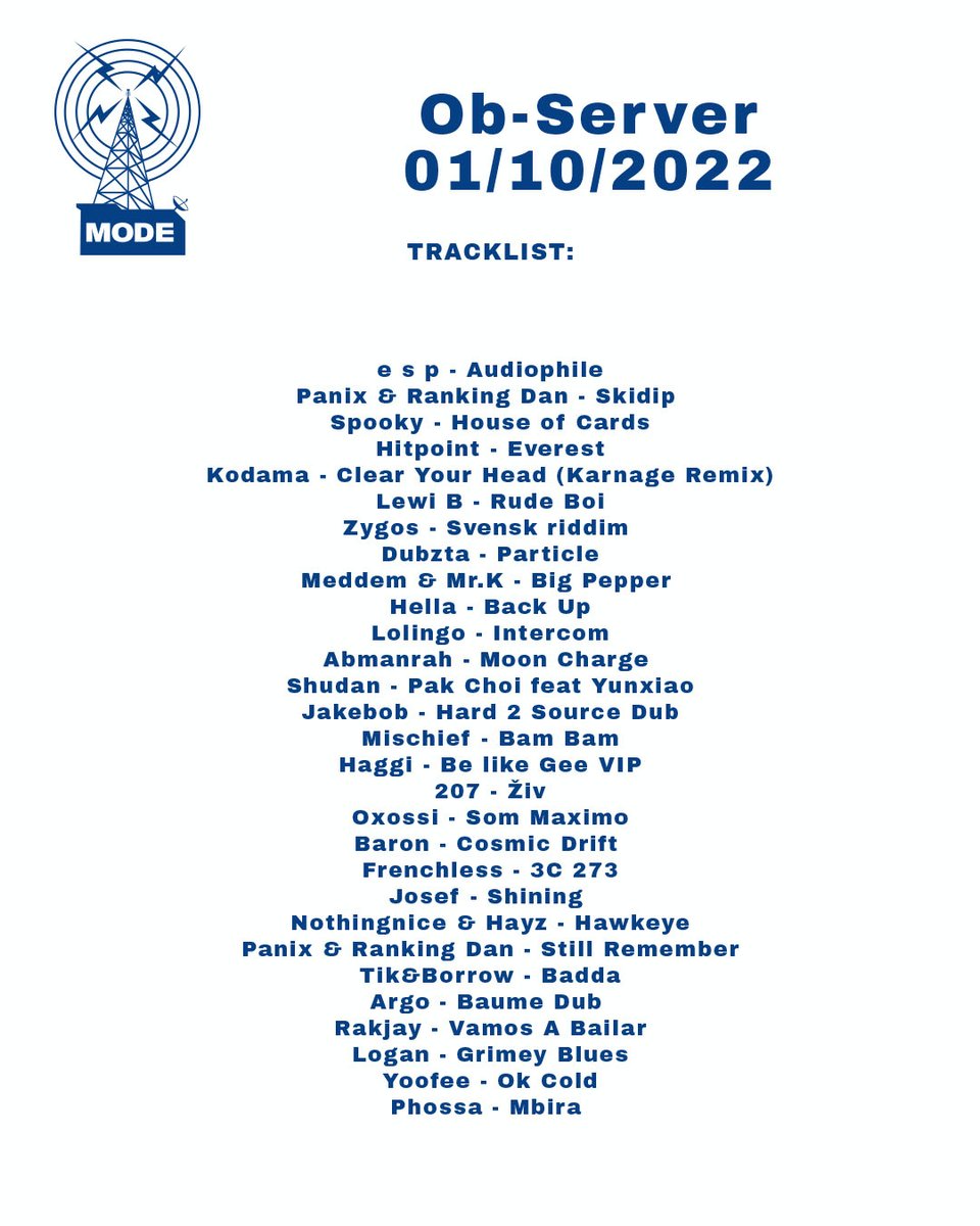 Ob-Server (@observerldn) on Twitter photo Been a minute since I dropped a track list but new show up on the <a href="/Moderadiolondon/">Mode London</a> now!
mixcloud.com/modelondon/011…
Loads of new music from the likes of <a href="/oxossibeats/">Oxossi</a>, <a href="/GrammyKami/">Kami-O</a>, <a href="/deltadubz/">Delta</a>, <a href="/argosounds/">argo</a>, <a href="/SNOW667/">#WINNERSTAYSON 🏆</a>, <a href="/DubztaBeats/">Dubzta</a>, <a href="/Abmanrah/">808 Engineer 👨🏾💻</a>, <a href="/TeddyMusicUK/">💥Silencer🐻</a>, <a href="/KingPMoney/">P Money</a>, @Novelist ++ Been a minute since I dropped a track list but new show up on the <a href="/Moderadiolondon/">Mode London</a> now!
mixcloud.com/modelondon/011…
Loads of new music from the likes of <a href="/oxossibeats/">Oxossi</a>, <a href="/GrammyKami/">Kami-O</a>, <a href="/deltadubz/">Delta</a>, <a href="/argosounds/">argo</a>, <a href="/SNOW667/">#WINNERSTAYSON 🏆</a>, <a href="/DubztaBeats/">Dubzta</a>, <a href="/Abmanrah/">808 Engineer 👨🏾💻</a>, <a href="/TeddyMusicUK/">💥Silencer🐻</a>, <a href="/KingPMoney/">P Money</a>, @Novelist ++