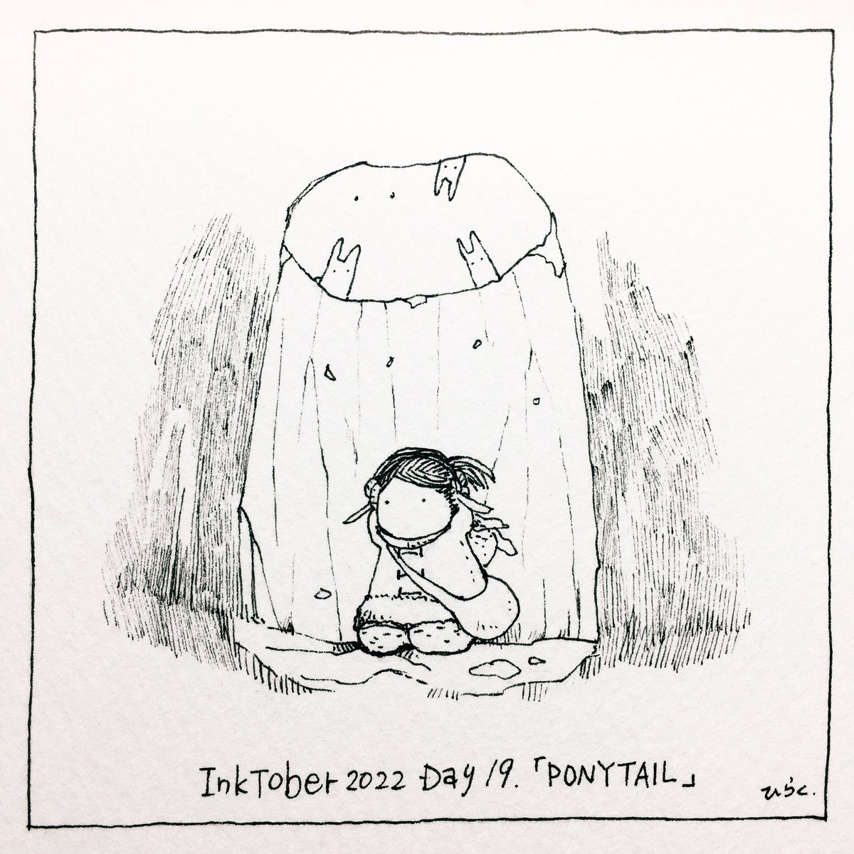 10/19: PONYTAIL
明日は脱出したい。
I want to escape tomorrow.

 #inktober2022 #inktober2022day19  #Pavot  #ペン画 
(明日のお題は「BLUFF」)
(Tomorrow's theme is "BLUFF") 