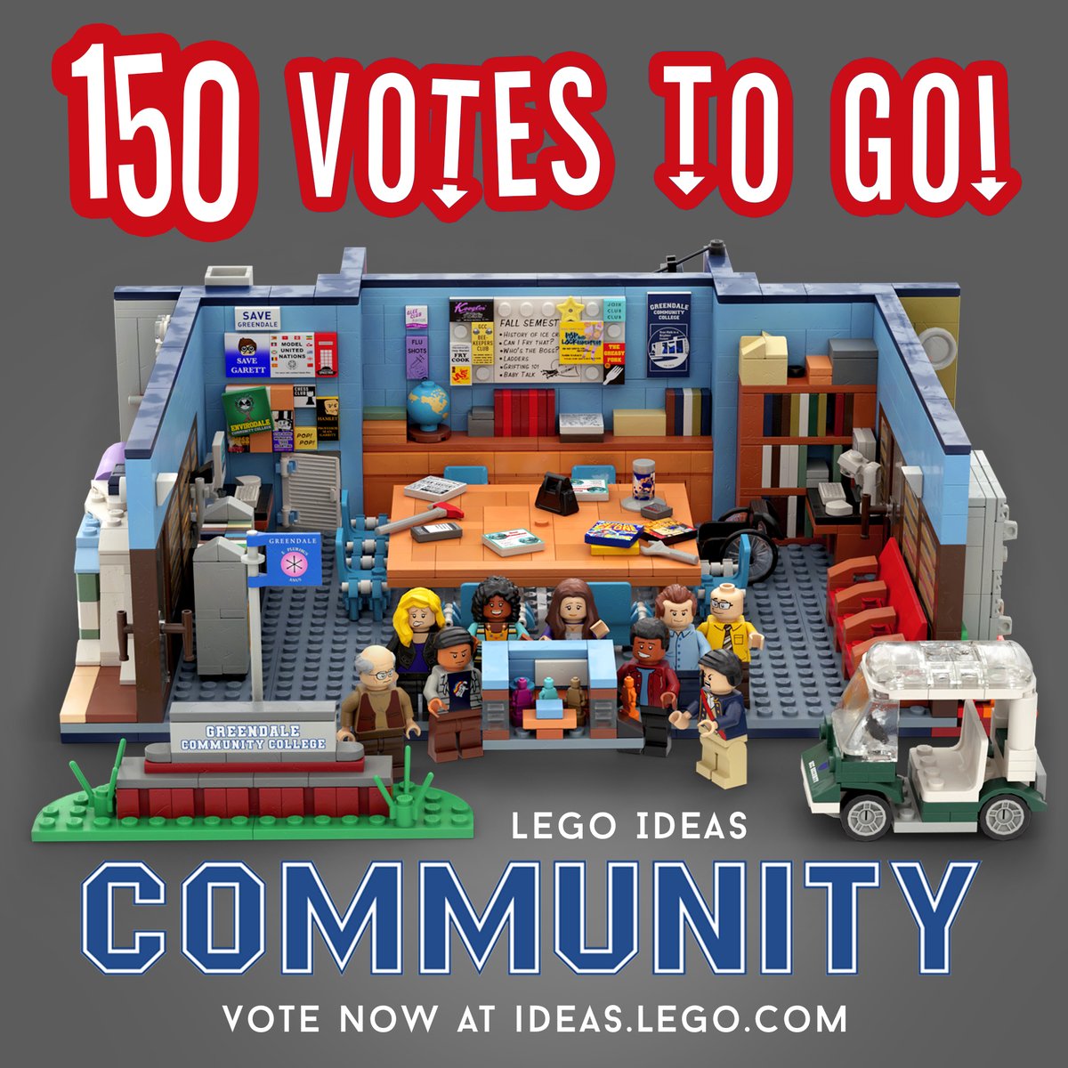 Bulldoozerbrick's tweet photo. 150 VOTES TO GO! Vote now to make Community a real LEGO set at https://t.co/NhfXO4YgXJ

#AndaMovie #AndaLEGOset #SixSeasonsandaMovie #CommunityTV #LEGO #LEGOIdeas https://t.co/6aj9iKT10G