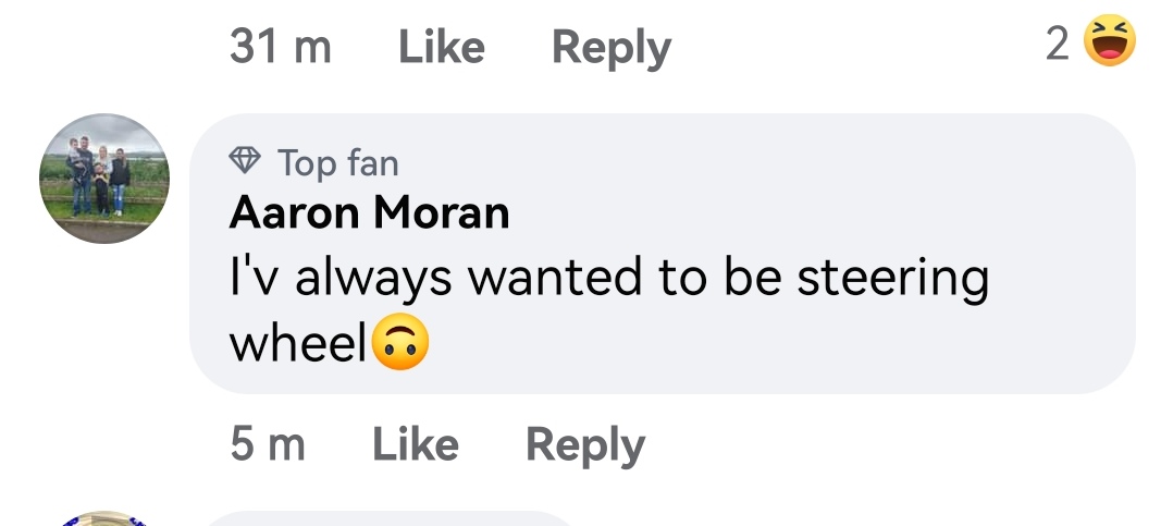 stonage85's tweet photo. @adamwilbourn, @MichaelHamflett @MSidgwick saw this comment on a story about Emma Jones brushing her breasts against the wheel when getting out of her car and first thought was the Raw review and men desperately wanting to be objects to brush against women.  Better than a fish! https://t.co/DznANzFsvK