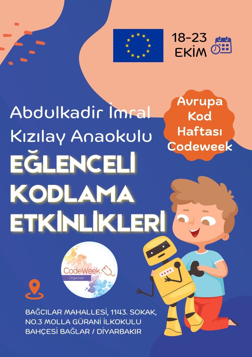 Kizilayanaokulu's tweet photo. AB Kod Haftasında biz de varız 🎉
Kodlamayla BAĞLARımızı Güçlendiriyoruz📍
#Code4Baglar
@BaglarMEM21 @Mehmet_Bulut21 @Diyarbakirmem @BaglarKaymakam @argediyarbakir @Baglarproje21 https://t.co/c7N29RRs6D