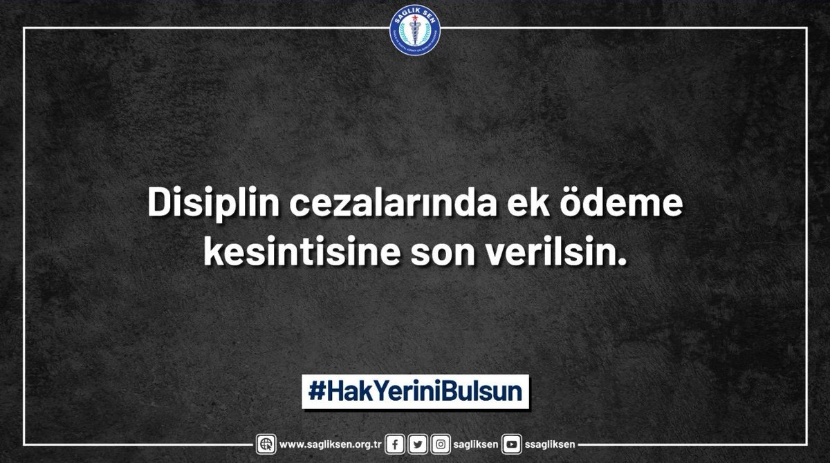 #HakYeriniBulsun
Disiplin cezalarında ek ödeme kesintisine son verilsin.
