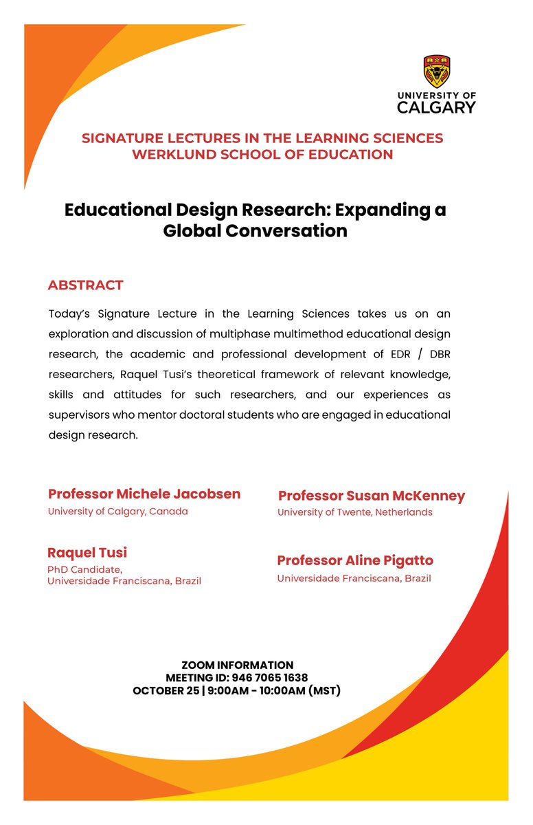 Upcoming Signature Lecture by our colleagues in Learning Sciences! "Educational Design Research: Expanding a Global Conversation." More info in poster. Zoom in at: zoom.us/j/94670651638