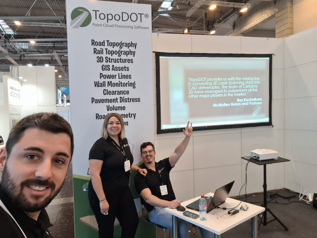 _TopoDOT's tweet photo. topodot 🎉 Second Day at #intergeo2022 🙏
Join our team on Hall 3 - Booth #A3.066
See you there!
#TopoDOT #intergeo2022 #germany #software #lidar #laserscanning #3dlaserscanning #3dscanning #3dmodeling #realitymodeling #mobilemapping #3dmapping #Topography #CAD #GIS #BIM https://t.co/lTNKs9vOKj