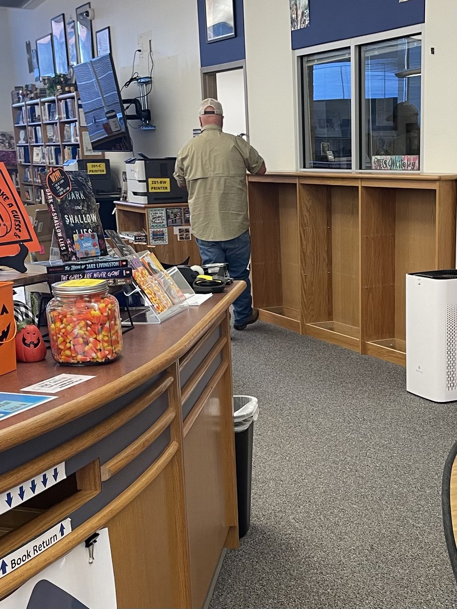 Hebron 9 Library (@h9library) on Twitter photo Looks like LISD Facilities is at work in the <a href="/hebron9th/">Hebron 9th Campus</a> library today- I wonder what crazy plan <a href="/whiteleyreads/">Shannon Whiteley</a> has going on today! #alwayschangingthings #LISDLib Looks like LISD Facilities is at work in the <a href="/hebron9th/">Hebron 9th Campus</a> library today- I wonder what crazy plan <a href="/whiteleyreads/">Shannon Whiteley</a> has going on today! #alwayschangingthings #LISDLib