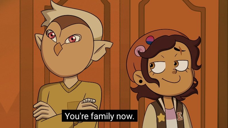 being able to info dump around her and talking to her as if she were a friend or annoying little sister instead of keeping up the golden guard act, though he would never tell her that.
it's only after she verbally confirms that she sees him as part of the family