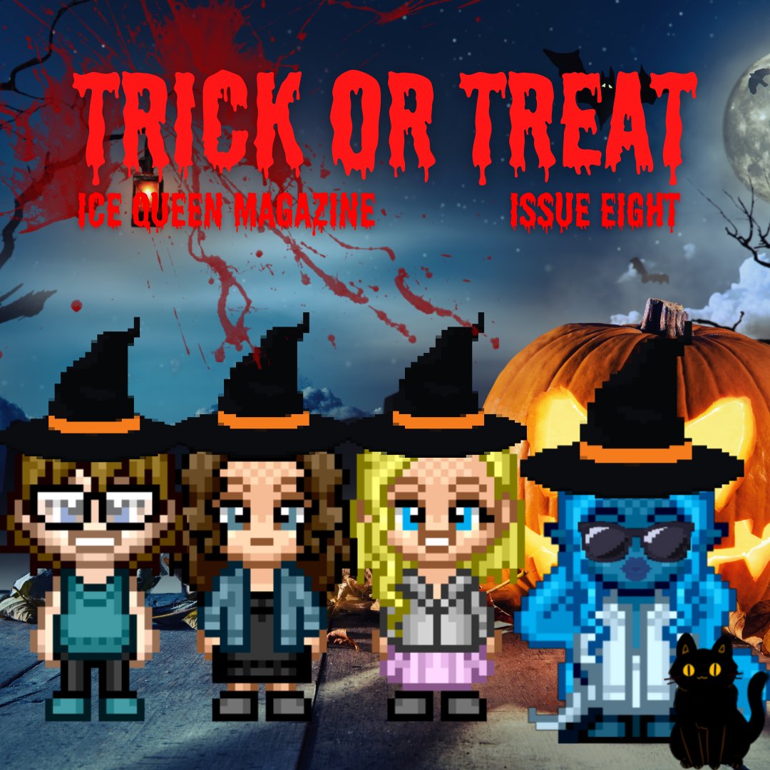 ISSUE EIGHT is now live, dear traveler! Trick or Treat with JC Reilly (<a href="/Aishatonu/">JC Reilly🐈🐈‍⬛🐈</a>), Allyn Bernkopf (<a href="/lynn_bern/">allyn 🍉</a>), and Leslie Cairns (<a href="/starbucksgirly/">Latte girl</a>) in this haunted issue of Ice Queen Magazine! 
icequeenmag.com🎃🐈‍⬛
