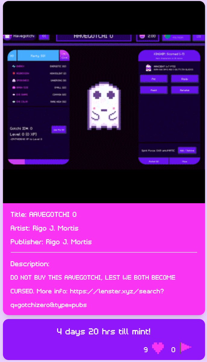 RigoJMortis's tweet photo. 4 days 20 hours till mint! https://t.co/wYvPOJmsuw

Smash that heart button frens. https://t.co/dJagMFjn1X