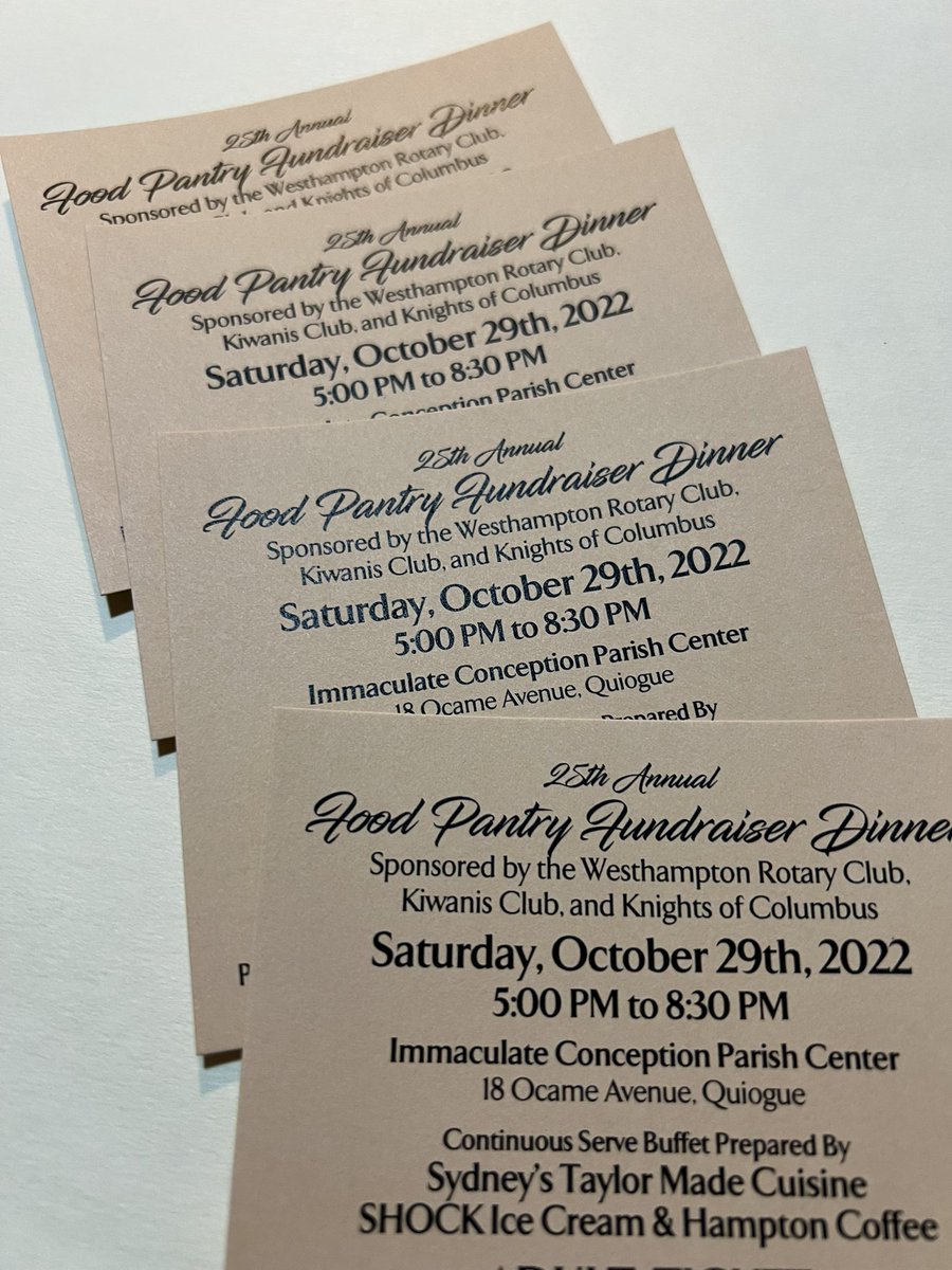 WHamptonRotary's tweet image. Get your tickets to the Food Pantry Dinner at Lynne’s Cards &amp;amp; Gifts, Rubio Premier Motors, Flowers by Rori