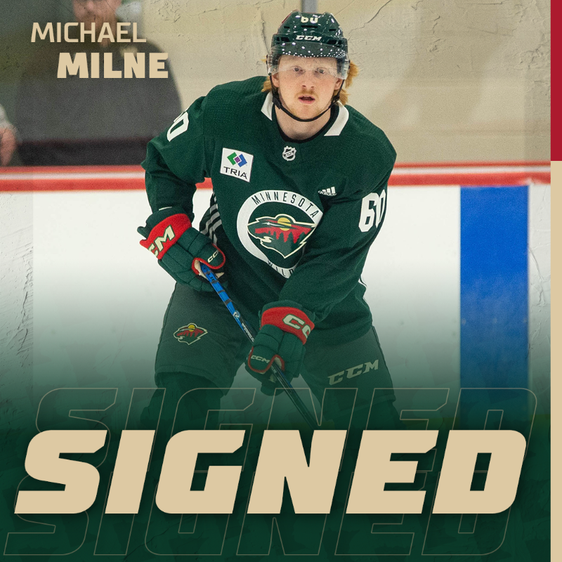 mnwild's tweet photo. #mnwild NEWS: 

We've signed F Michael Milne to a three-year entry level contract. 🥳

Full details ⬇️
