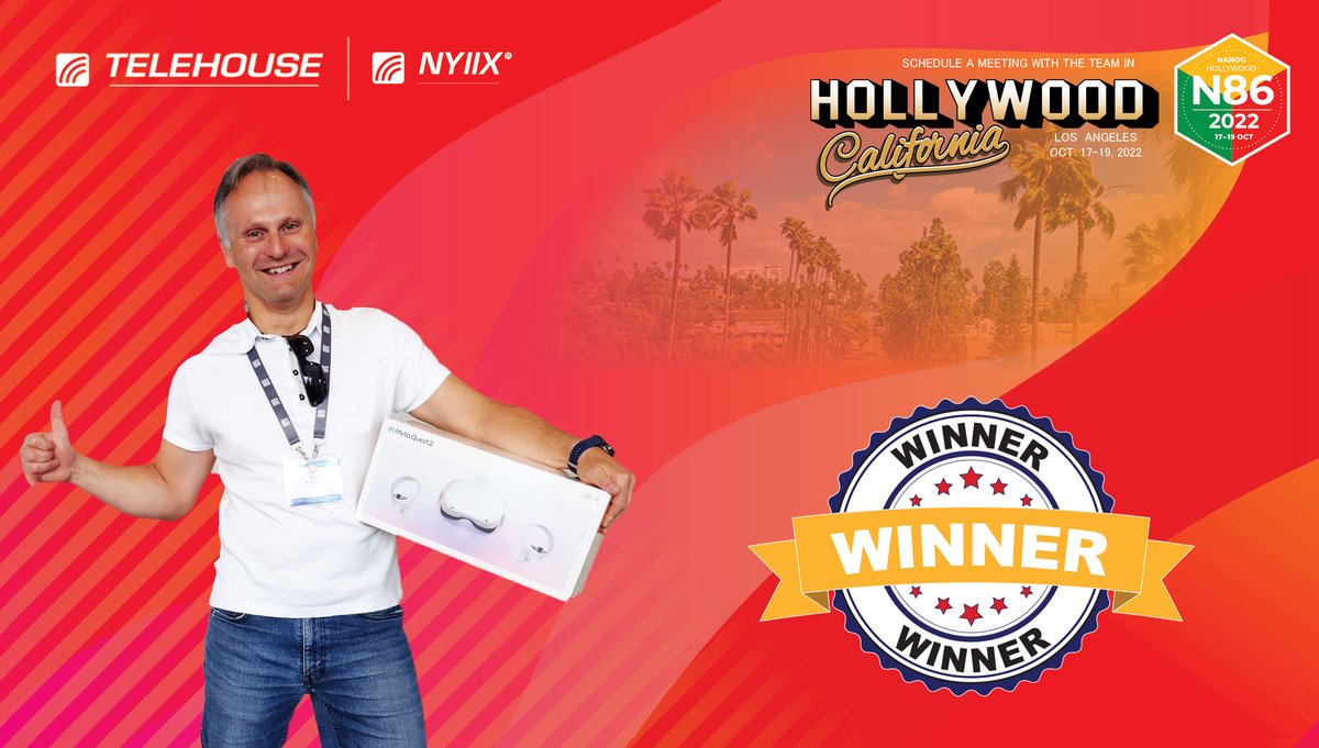 TELEHOUSE's tweet photo. #Congratulations to Kaj Kjellgren for winning the #NYIIX / #LINX / #JPIX joint raffle at the #NANOG86 Beer 'N Gear last night in #Hollywood sponsored by the teams at #NYIIX peering powered by @TELEHOUSE, @LINX_Network (LINX), and the Japan Internet Exchange Co., Ltd. (JPIX). https://t.co/zH98NiFr8s