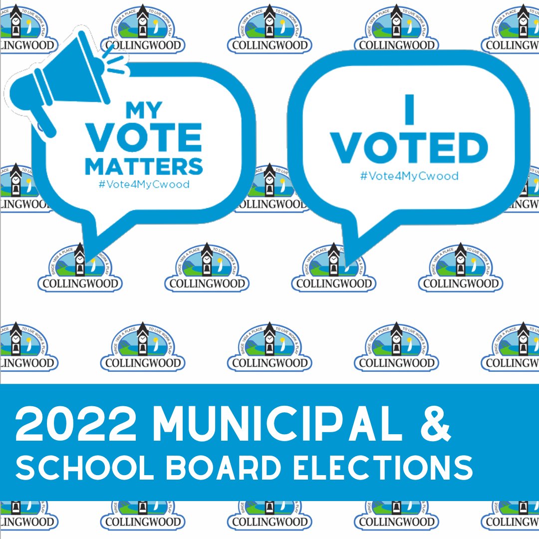 TownCollingwood's tweet photo. It's #LocalGovernmentWeek! Municipal &amp; School Board Election is Mon, Oct 24, 2022. 
🗳️In Collingwood, you can vote for 1 Mayor, 1 Deputy Mayor, up to 7 Councillors &amp; 1 School Board Trustee. Exercise your civic duty - vote in advance online or on Election Day! 
#election22 https://t.co/47QFqpxXUI