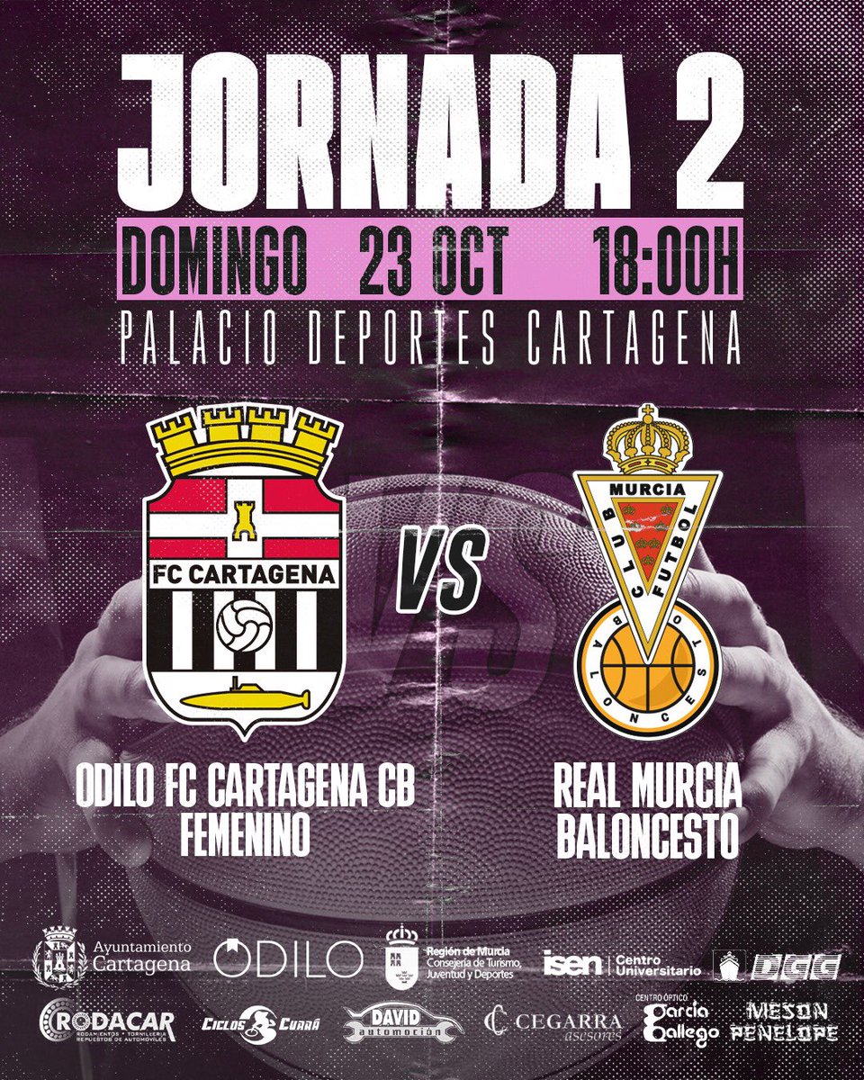HORARIO‼️

Este fin de semana recibiremos en casa al Real Murcia!

🗓Domingo,23 de octubre 
🕕18:00
📍Palacio de Deportes de Cartagena
🆚 <a href="/RMUBaloncesto/">Real Murcia Baloncesto</a>