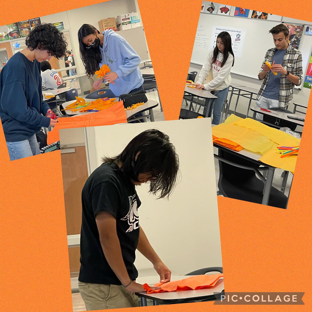 Annual flower making for the ofrenda at the Ritz Theater for the <a href="/DDLMFestCC/">DiaDeLosMuertosCC</a> festival. #inspireexcellence <a href="/VMHSEagles/">Veterans Memorial HS</a> <a href="/KSpaceContempo/">K Space Contemporary</a> <a href="/scott_walker33/">Principal Walker - VMHS</a>