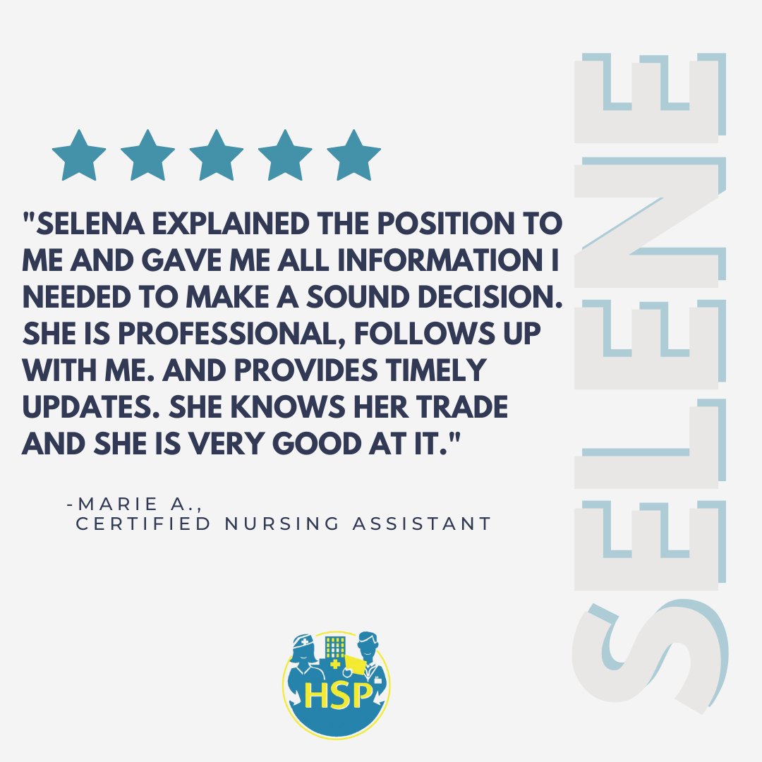 Communication is key here at HSP! Way to go Selene💫 #reviews #clientreviews #feedback #clientfeedback #fivestars #fivestarreviews #reviewtime #greatfeedback #customerservice #excellentservice #greatrecruiters #customercommunication