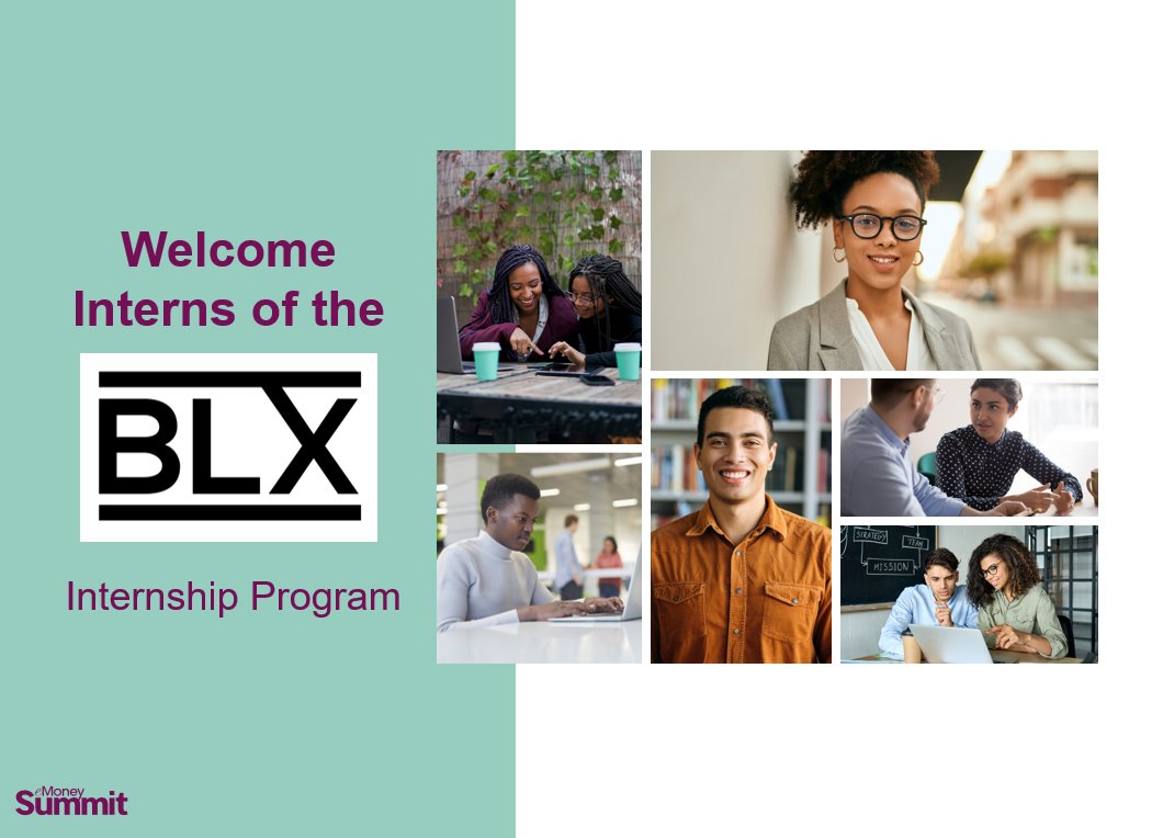 eMoneyAdvisor's tweet photo. ๐ We are thrilled to have members of the @blxinternship Program as guests of the eMoney Summit this year. BLX strives to provide an entry point to the financial planning profession for aspiring Black and Latinx financial professionals. #EmoneySummit22 https://t.co/lfWKbnPfco