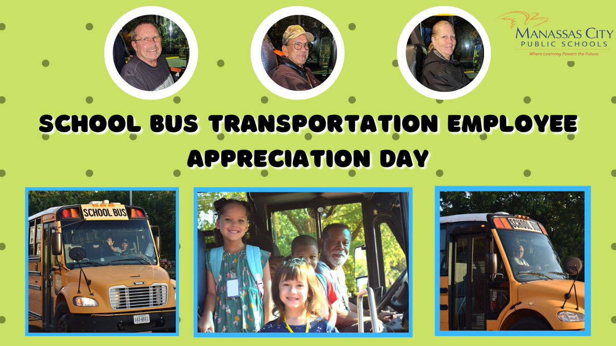 mymcpsva's tweet photo. Please join us in thanking everyone from our bus drivers and monitors to our transportation dispatchers and admin! Thank you for your dedication toward the safe and efficient transportation of our most precious cargo-- our students! #thankaschoolbusdriver https://t.co/ULxbRoHuoI