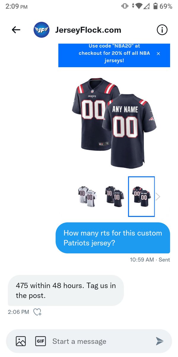 JoshLandau12's tweet photo. Can you guys please help me get this custom Patriots jersey! @JerseyFlock https://t.co/Iw22XU9Q3w