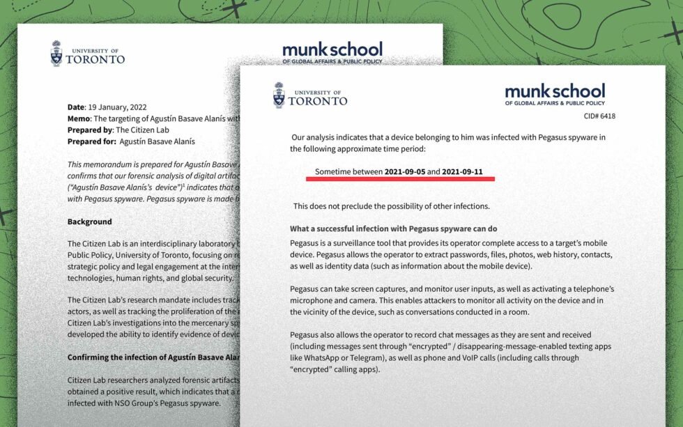 Mexican congressman Agustín Basave Alanís was hacked with Pegasus sometime in September 2021. He was notified by Apple in November of that year, Citizen Lab confirmed the infection a couple of months later. r3d.mx/2022/10/18/el-…