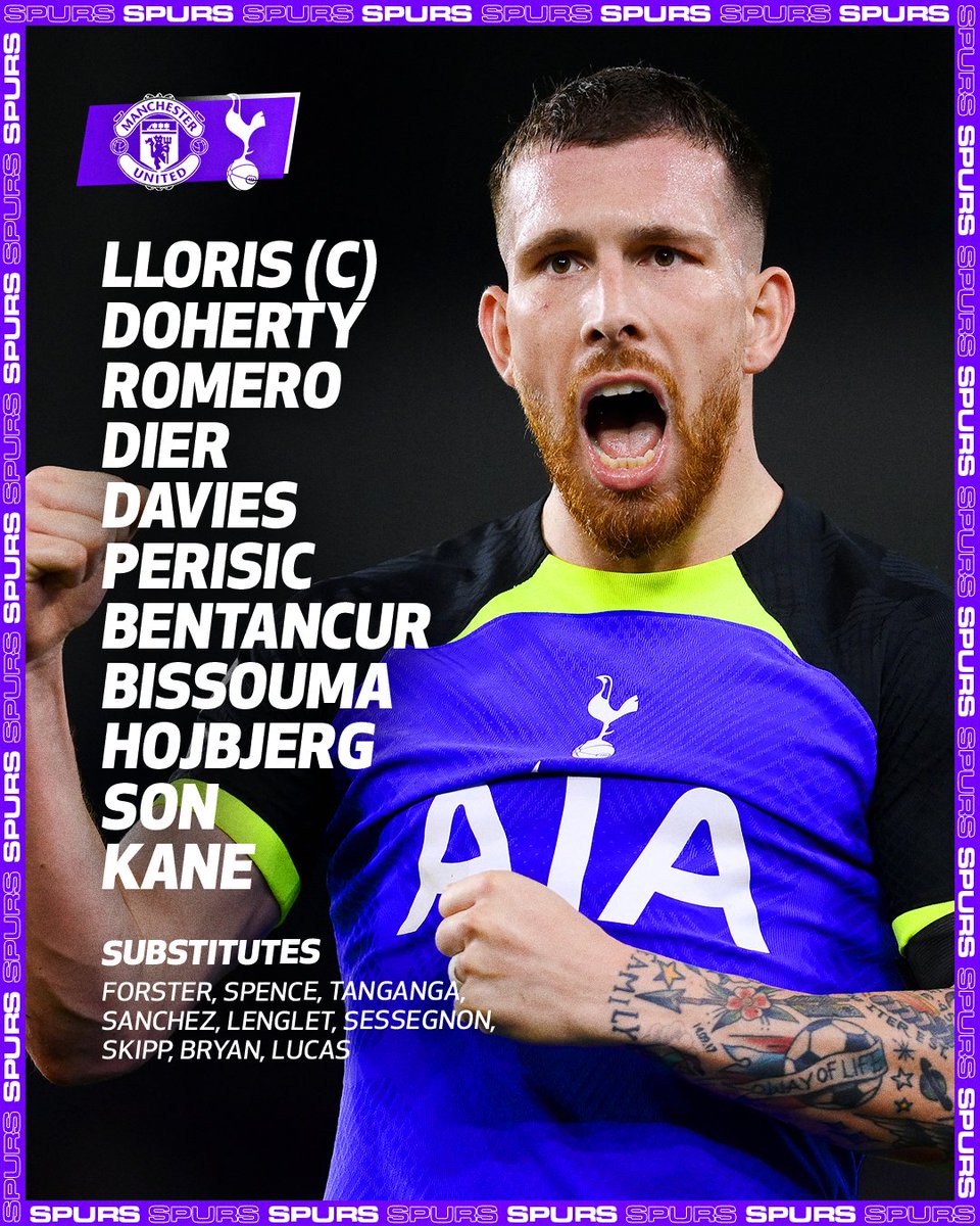 SpursOfficial's tweet photo. Our line-up for this evening's clash against @ManUtd! π https://t.co/MGjZ6nl9gr