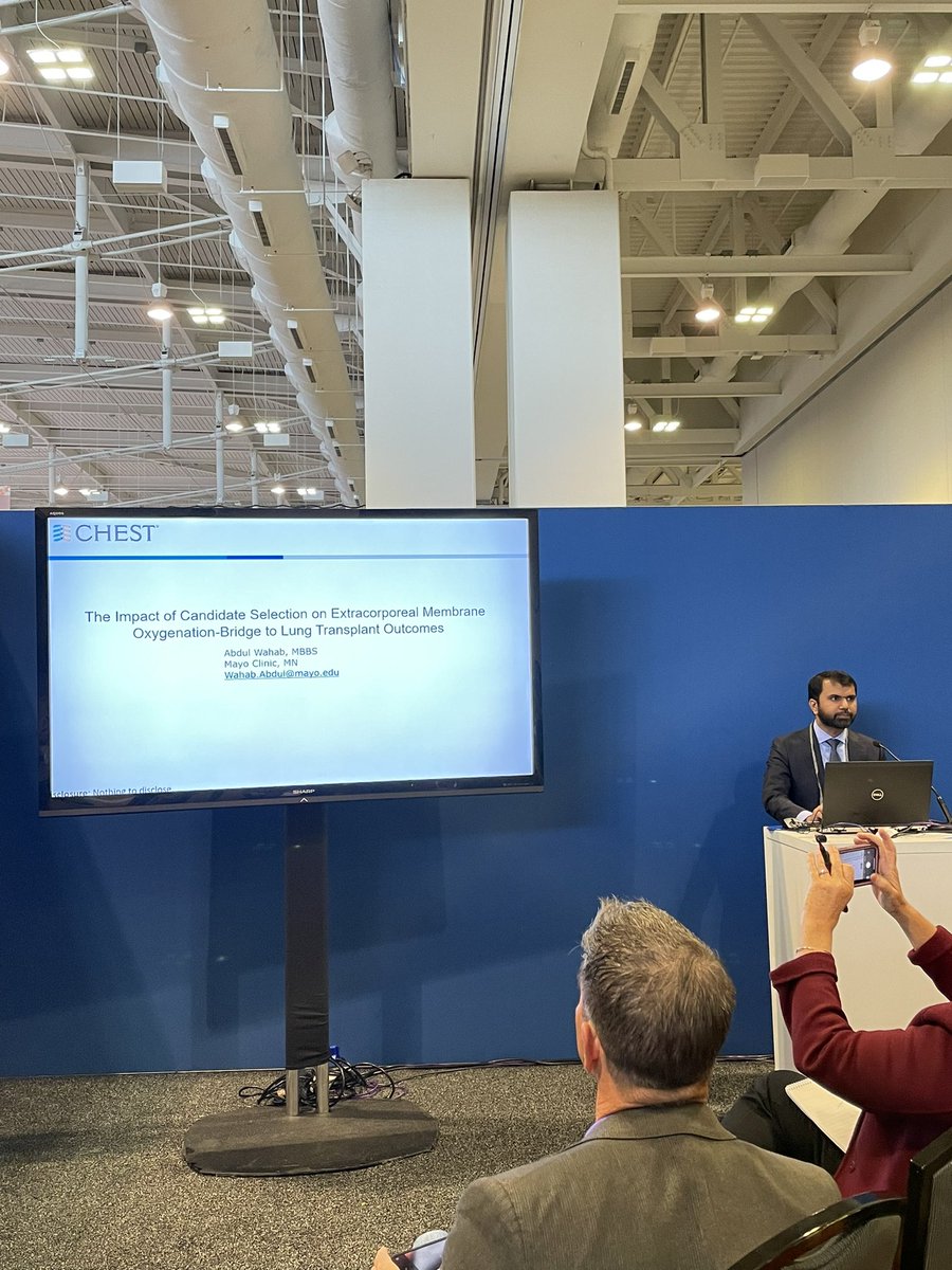 AWahabMD's tweet photo. Grateful for the opportunity to present our work on ECMO-BTT candidate selection at #CHEST2022 @accpchest 
Thankful to @DrKPennington &amp; @cckennedymd for all the guidance! https://t.co/fT5fLYKOr4