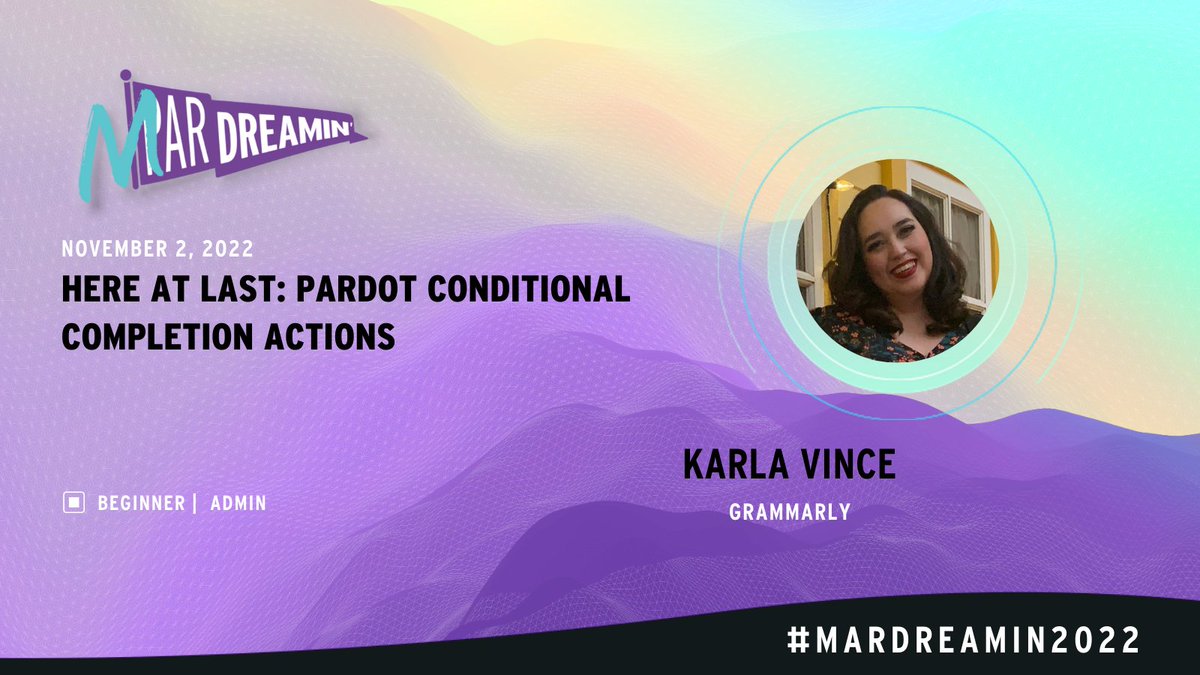 MarDreamin (@mardreamin) on Twitter photo Join <a href="/VinceKarla/">Karla Vince</a> to get tips and tricks to maximize the new Marketing Cloud Account Engagement (Pardot) Conditional Completion Actions feature that’s sure to be a time saver for Pardot admins everywhere. Details ➡️ bit.ly/3rGiF7p #MarDreamin2022 Join <a href="/VinceKarla/">Karla Vince</a> to get tips and tricks to maximize the new Marketing Cloud Account Engagement (Pardot) Conditional Completion Actions feature that’s sure to be a time saver for Pardot admins everywhere. Details ➡️ bit.ly/3rGiF7p #MarDreamin2022