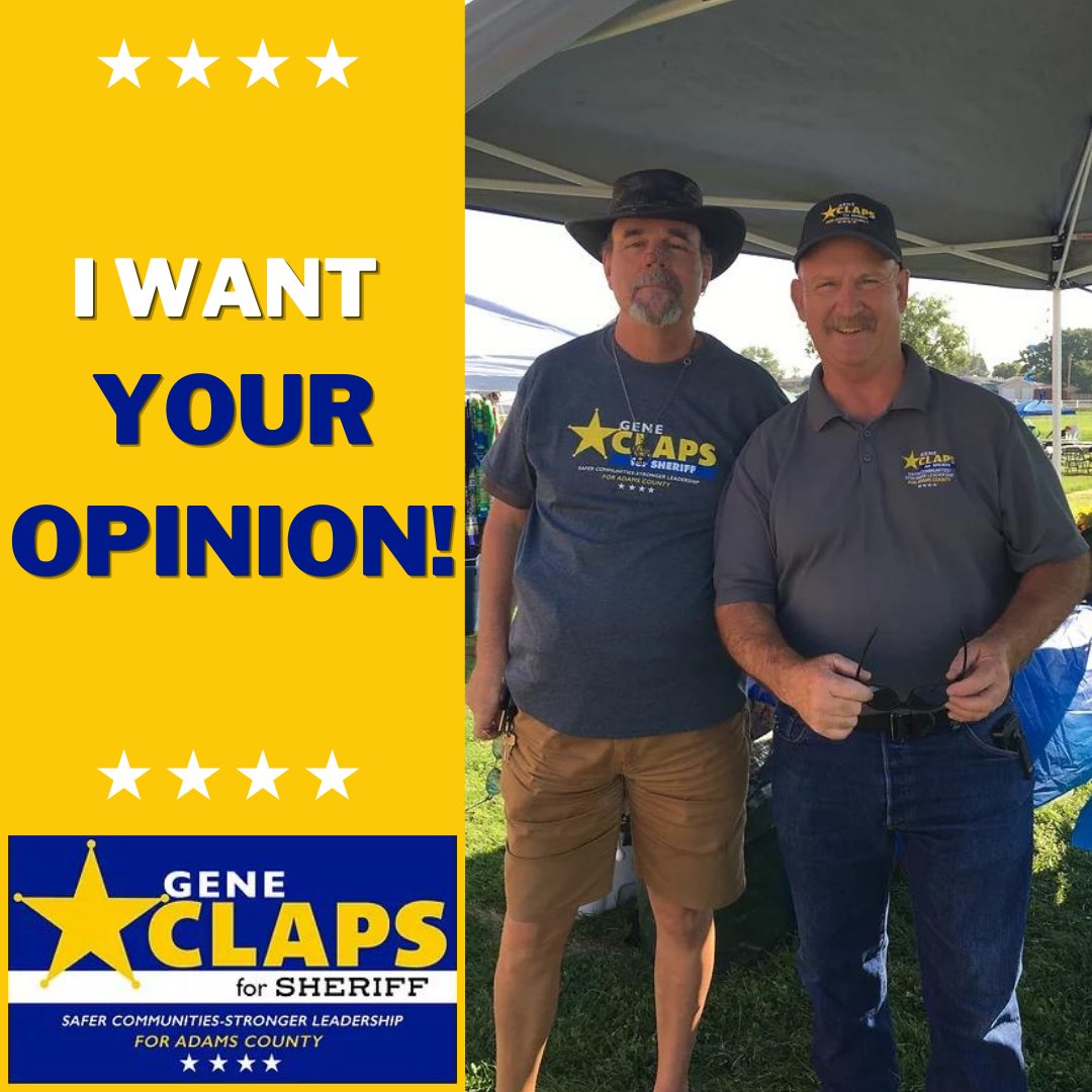 ClapsforSheriff's tweet photo. What is the most important thing an Adams County Sheriff should focus on? Let me know in the comments, and we can discuss how I aim to help!

Paid for by Gene For Sheriff, Registered Agent Gene Claps.

#GeneForSheriff #SafeCommunities #StrongerLeadership #ProgressOverRegression https://t.co/EQ163GPSPl