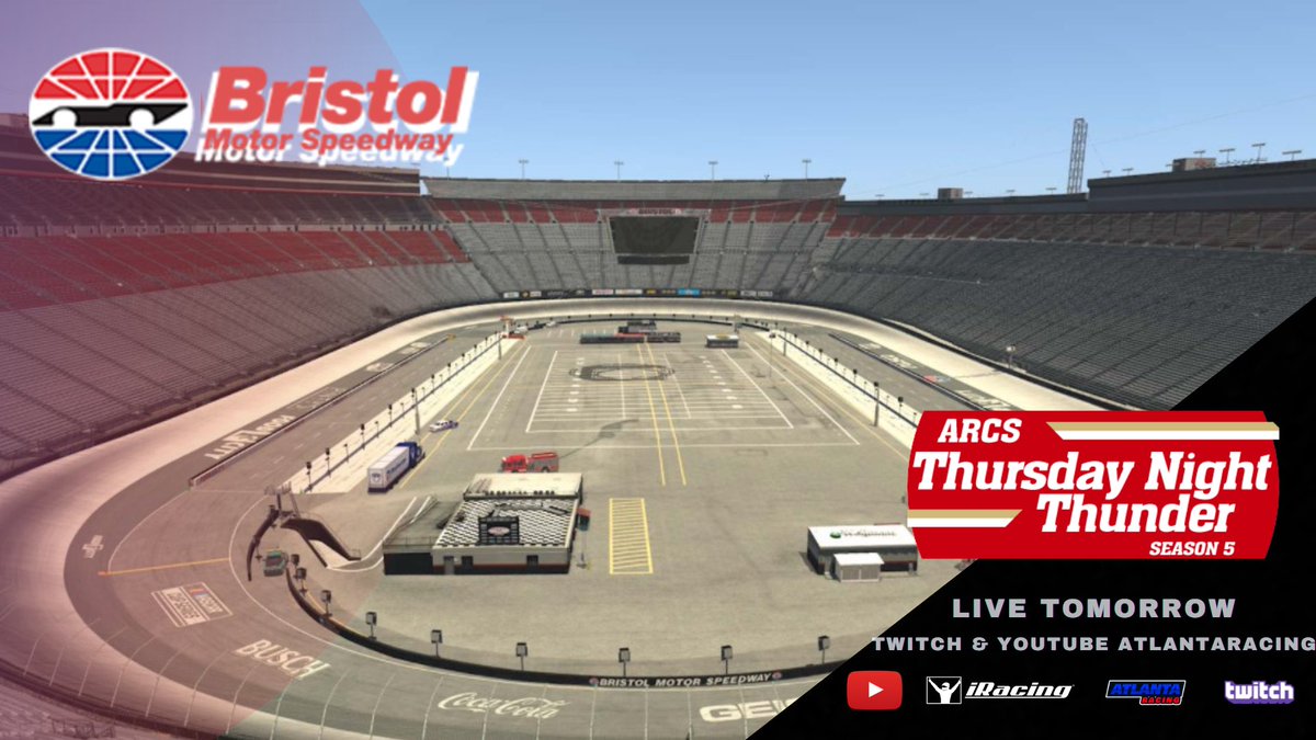Get ready for some action tomorrow night with @TNThunderSeries Semi-Finals at Bristol Motor Speedway!! Tune in tomorrow at 8:40PM EST on Twitch, YouTube, and @TSRConRokuTV!! 
#iRacing #NASCAR #ThursdayNightThunder https://t.co/l5OF3PPk9j