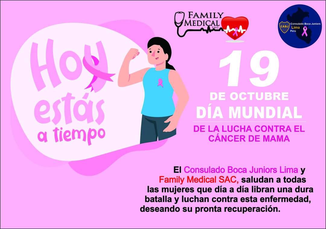juniors_lima's tweet photo. El Consulado de Boca Juniors de Lima saluda a todas las mujeres que están luchando contra el cáncer de mama. https://t.co/Wfnddy32aV