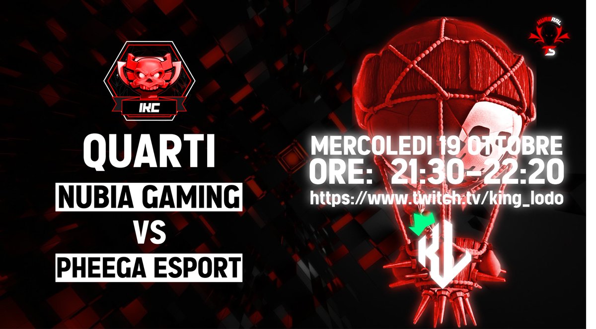 🏆ITALIAN KURSAAL CUP🏆
⚔️Quarter Finals⚔️

<a href="/NubiaGaming/">Nubia Gaming</a> 🆚 <a href="/PheegaE/">Pheega eSports</a> 
⏰21:30 CEST

Special Guest: <a href="/infernalzeux/">Infernalzeux</a> 🫡

🎥twitch.tv/king_lodo 🇮🇹🇪🇺