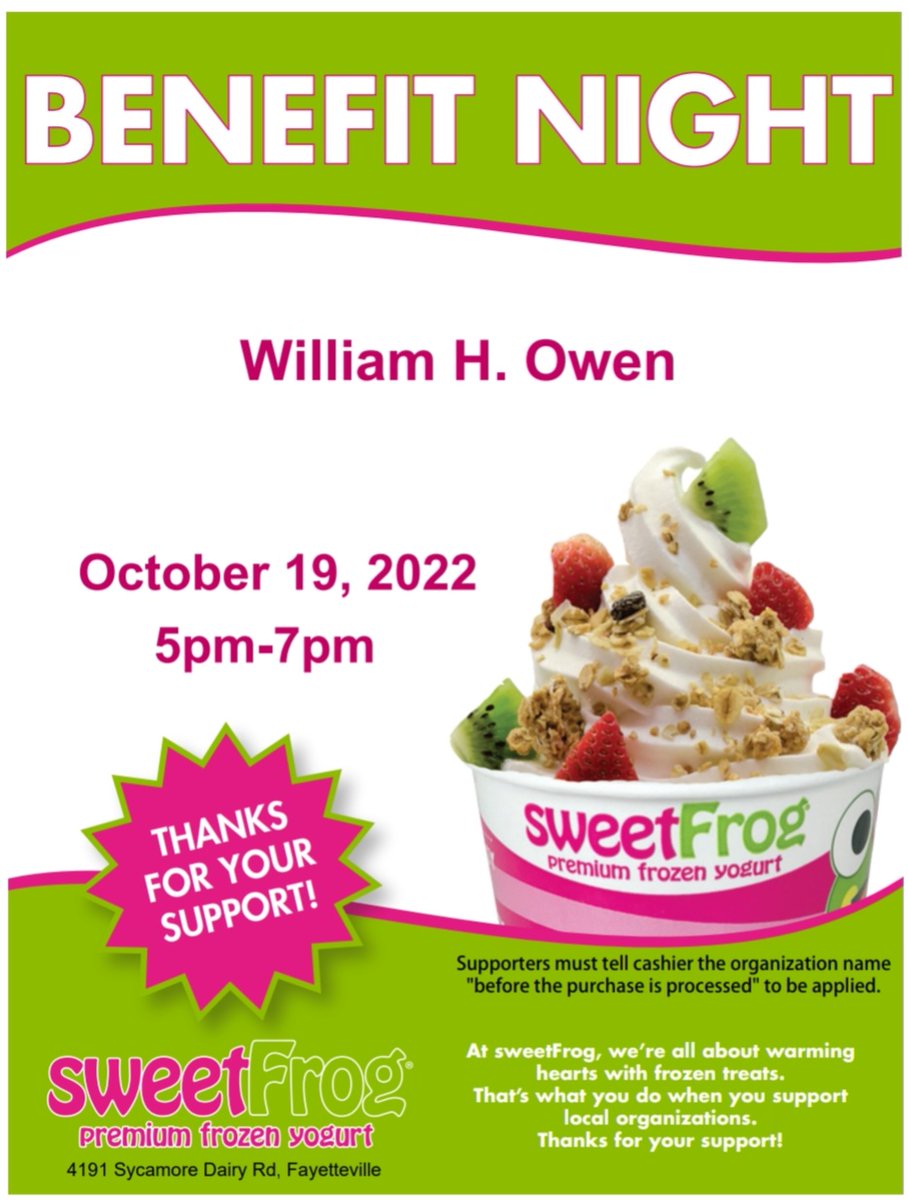 Lovely_Gabby_NC's tweet photo. Hey you...don't forget to come out to Sweetfrog TONIGHT at 5 bring someone with you too!!! See you there!!! Oh also tell the cashier that with us 👍🏼!! @WHOwenES #SpiritNight #icecreamnight https://t.co/GLL8jKtgLi