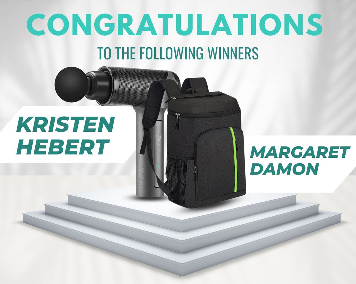 CrownfulUS's tweet photo. ‼️CONGRATULATIONS TO THE FOLLOWING WINNERS ‼️ 
👉 Kristen Hebert  👈
You have won a Medcursor Massage Gun!

👉 Margaret Damon  👈
You have won an Insulated Cooler Backpack!

A Big THANK YOU to everyone who joins! 

#Giveaway #Medcursor https://t.co/WmDl3H5tqD