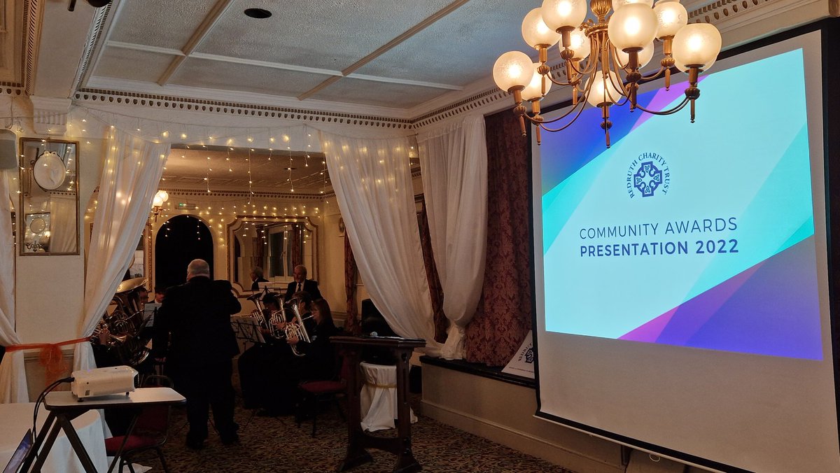 We are set up and ready to give away thousands of pounds in grant awards to our town's community groups! Lanner &amp; District Silver Band is entertaining our award recipients as they arrive here at the <a href="/penventon/">Penventon Park Hotel</a> ballroom. #MakingADifferenceInRedrutj