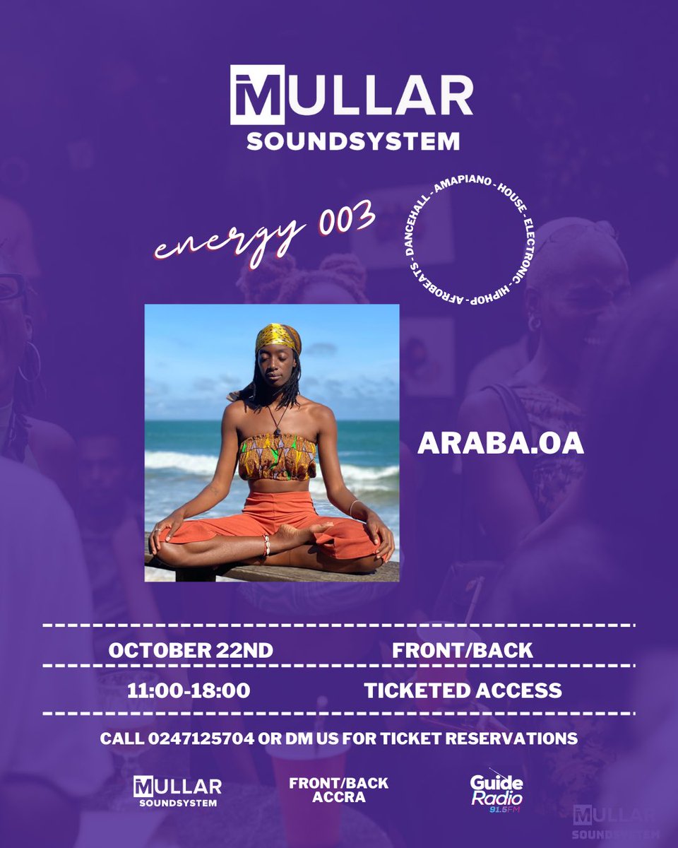 iMullarSS's tweet photo. Join @araba_oa on @GuideRadio915 for her exclusive takeover ahead of IMSS Energy 003 🚨🎉

Join @araba_oa on Saturday 22nd @FrontBackAccra 🔥 for a 30 minutes set warmer https://t.co/BLyIhbMhB7
