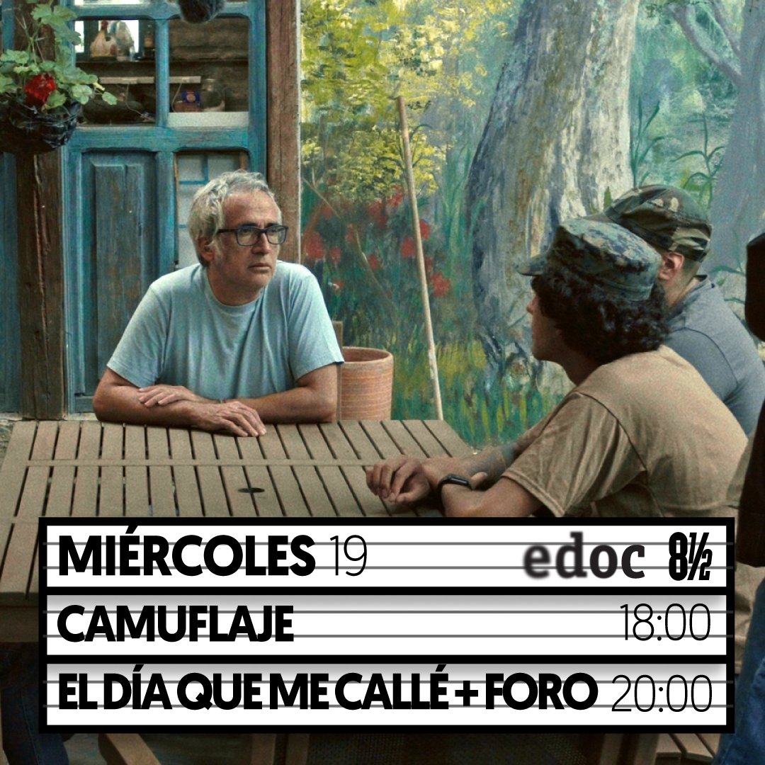 8medio's tweet photo. #Dia6  #21EDOC

18h00. Camuflaje, Jonathan Perel, Argentina, 2022
20h00. El dia que me callé, Isabel Dávalos, Víctor Arregui, Ecuador, 2022 

#VenAl8 @FestivalEDOC https://t.co/nqLWPDJiND