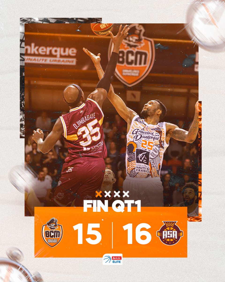 BCMBasket's tweet photo. #BCMASA | 𝐅𝐈𝐍 𝐐𝐓𝟏 🧡
@basket_asa prend les devants sur un tir à 3 pts au buzzer... ❌
#TousBCM #CDFBasket https://t.co/ezrdZMCMhq